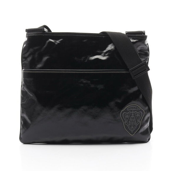 Gucci Crest Bag Shoulder Black Canvas - Picture 1 of 7